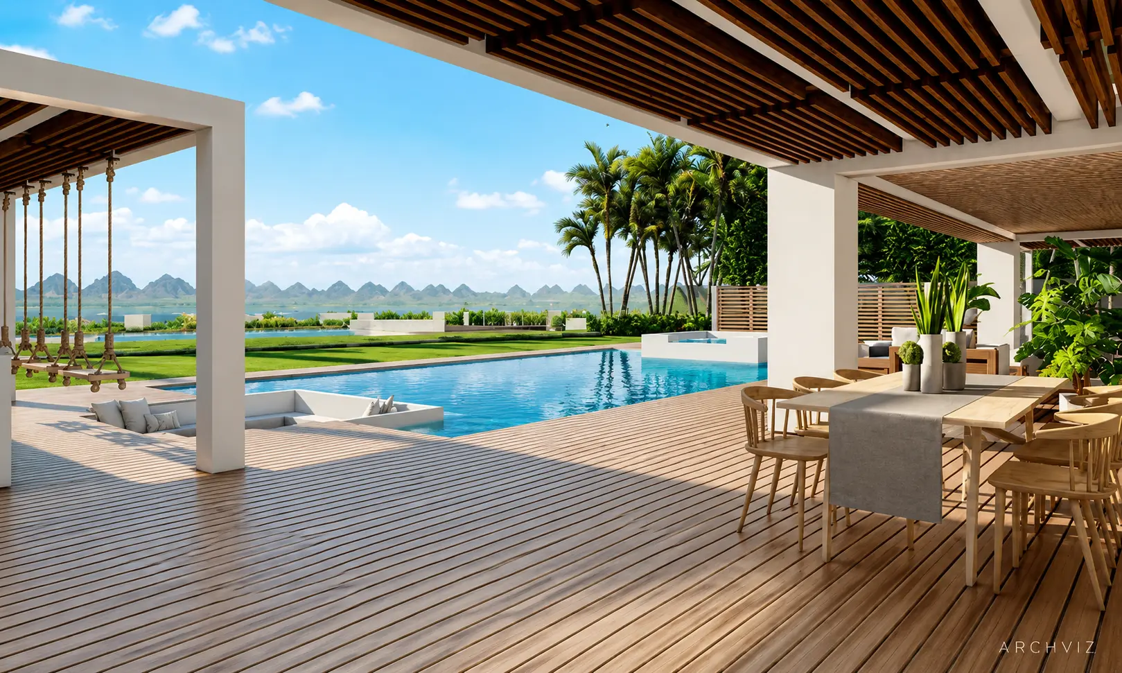 Exterior Pool Area Design - Architecture Visualization visualization screenshot 1